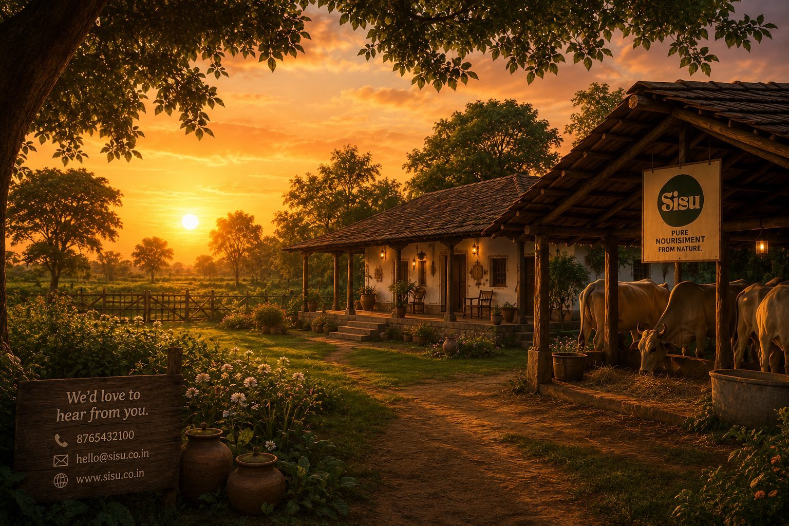 Sisu farmhouse at sunset